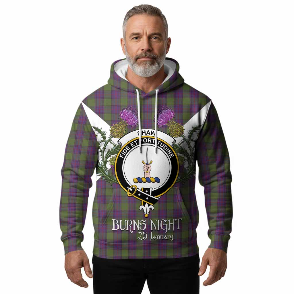 Shaw Tartan Family Crest Hoodie Scottish Burns Night Thistle Floral