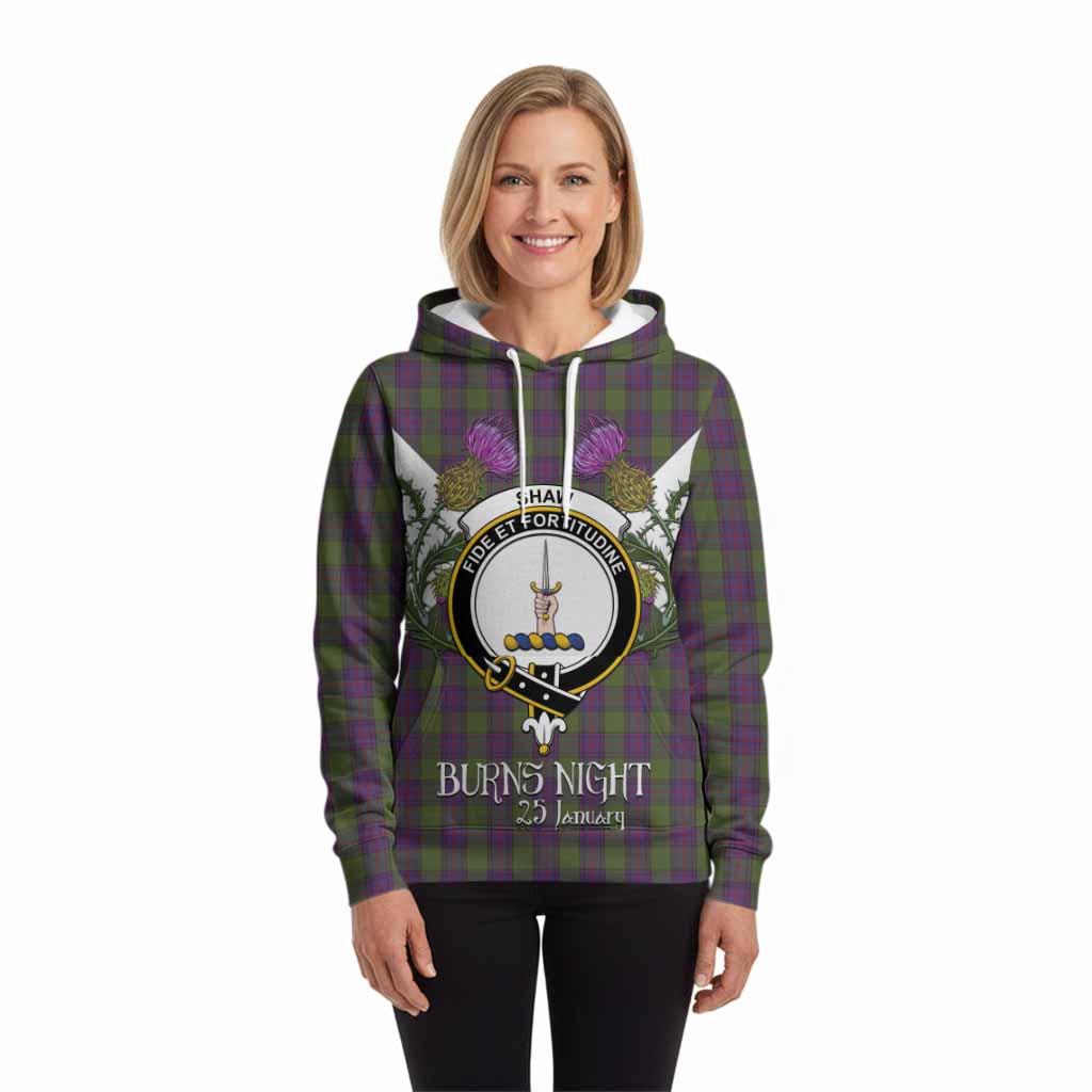 Shaw Tartan Family Crest Hoodie Scottish Burns Night Thistle Floral