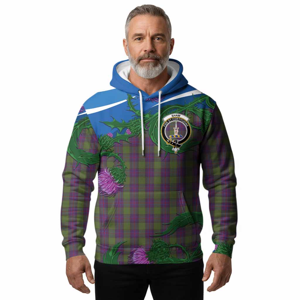 Shaw Tartan Family Crest Hoodie Thistle in Minimalism