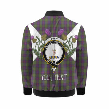 Shaw Tartan Family Crest Kid Bomber Jacket Scottish Burns Night Thistle Floral