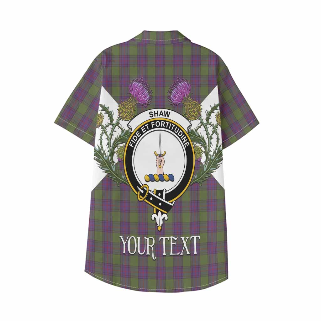 Shaw Tartan Family Crest Kid Hawaiian Shirt Scottish Burns Night Thistle Floral