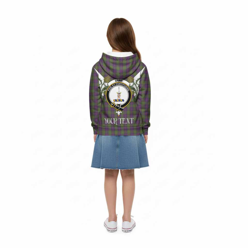 Shaw Tartan Family Crest Kid Hoodie Scottish Burns Night Thistle Floral