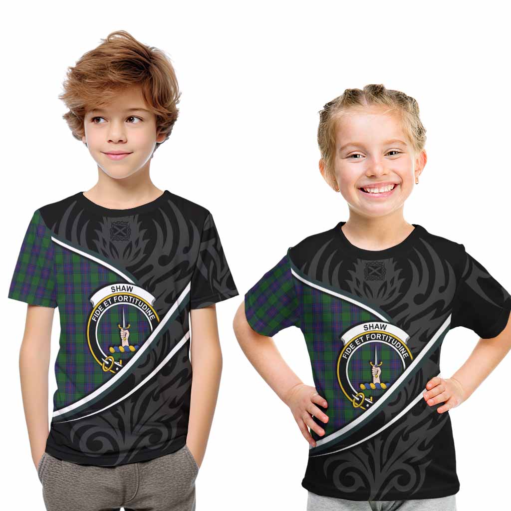 Shaw Tartan Family Crest Kid T-shirt Celtic Scottish Thistle Floral - Tartan Vibes Clothing