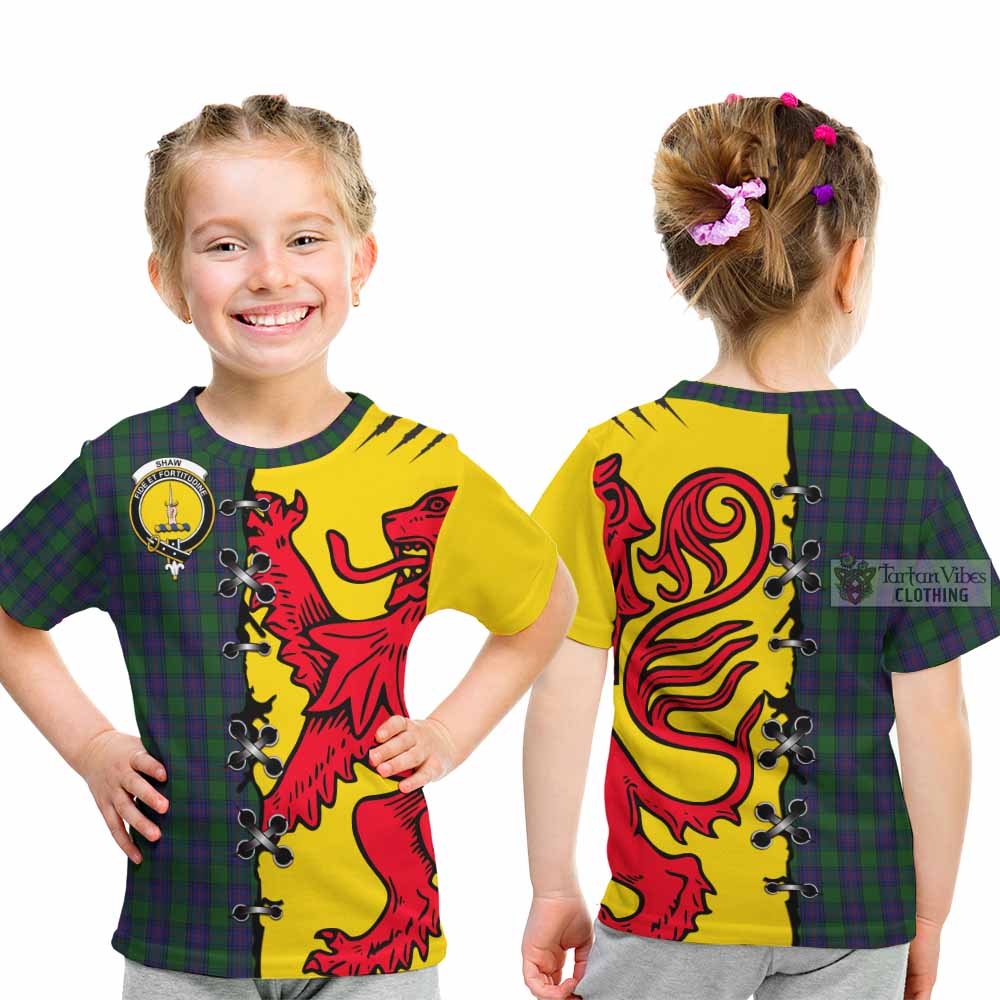 Shaw Tartan Family Crest Kid T-shirt Lion Rampant Honor - Tartan Vibes Clothing