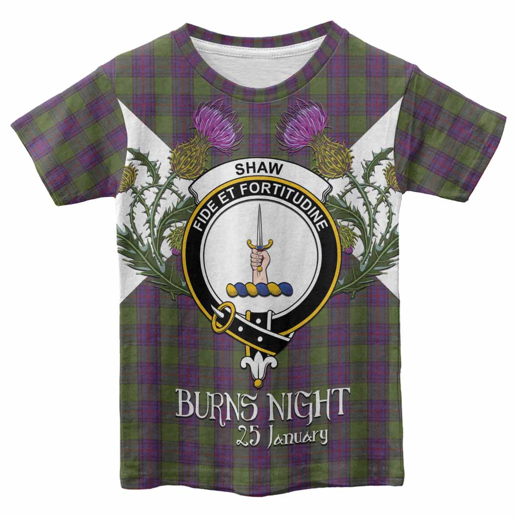 Shaw Tartan Family Crest Kid T-shirt Scottish Burns Night Thistle Floral