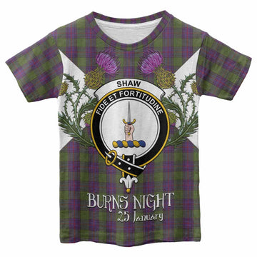 Shaw Tartan Family Crest Kid T-shirt Scottish Burns Night Thistle Floral
