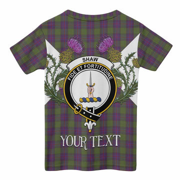Shaw Tartan Family Crest Kid T-shirt Scottish Burns Night Thistle Floral