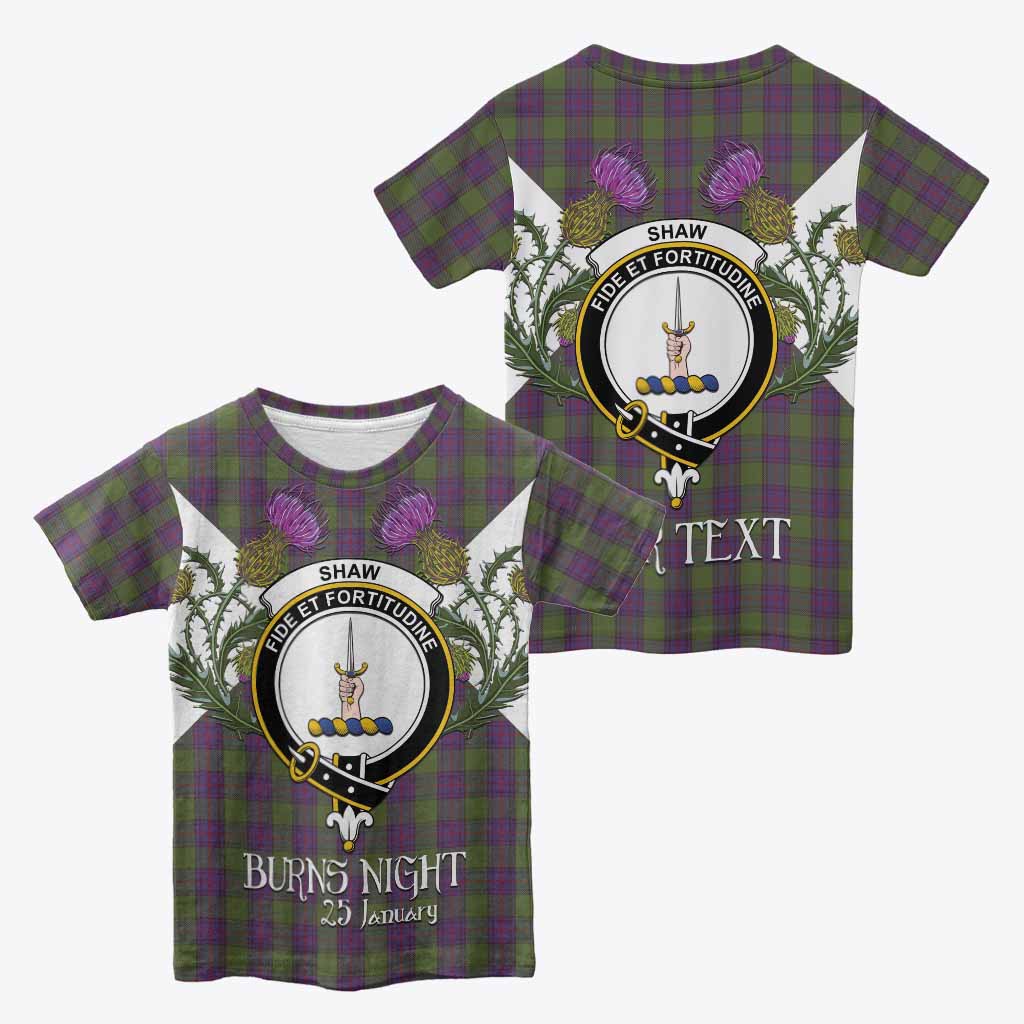 Shaw Tartan Family Crest Kid T-shirt Scottish Burns Night Thistle Floral