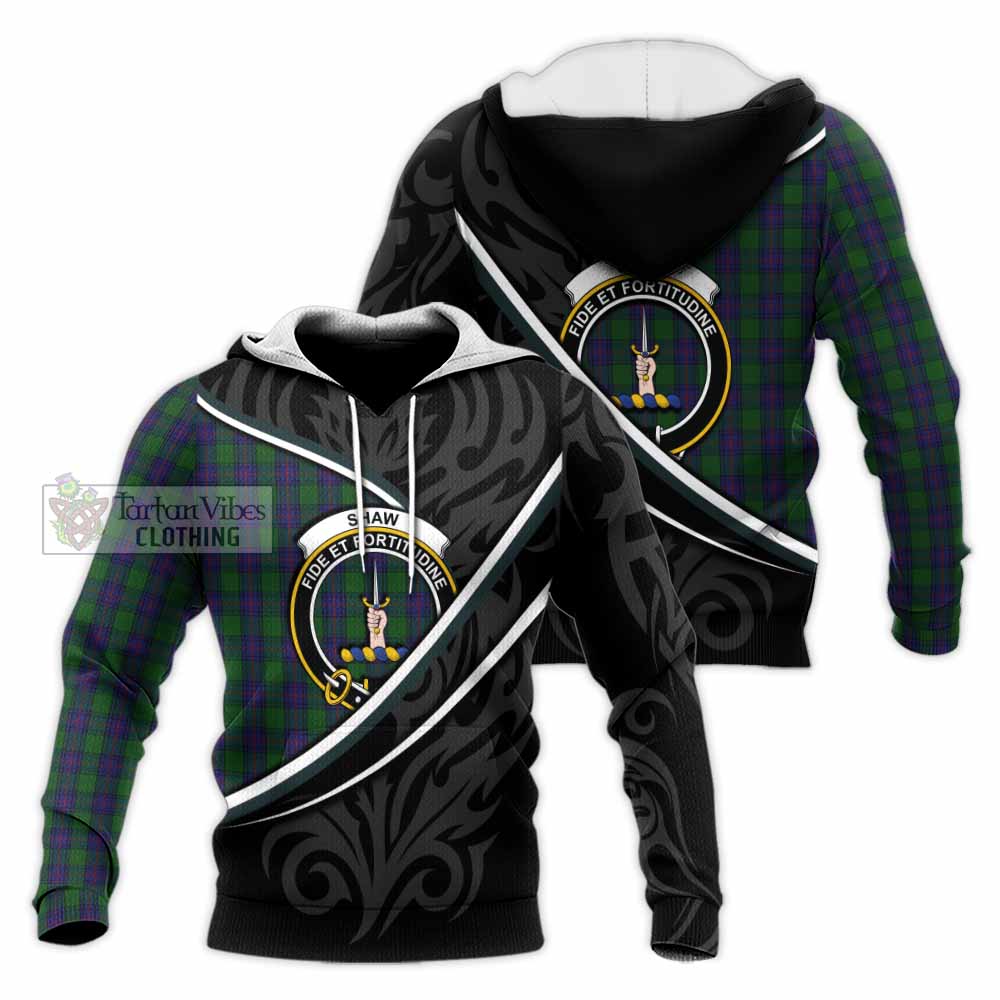 Shaw Tartan Family Crest Knitted Hoodie Celtic Scottish Thistle Floral - Tartan Vibes Clothing