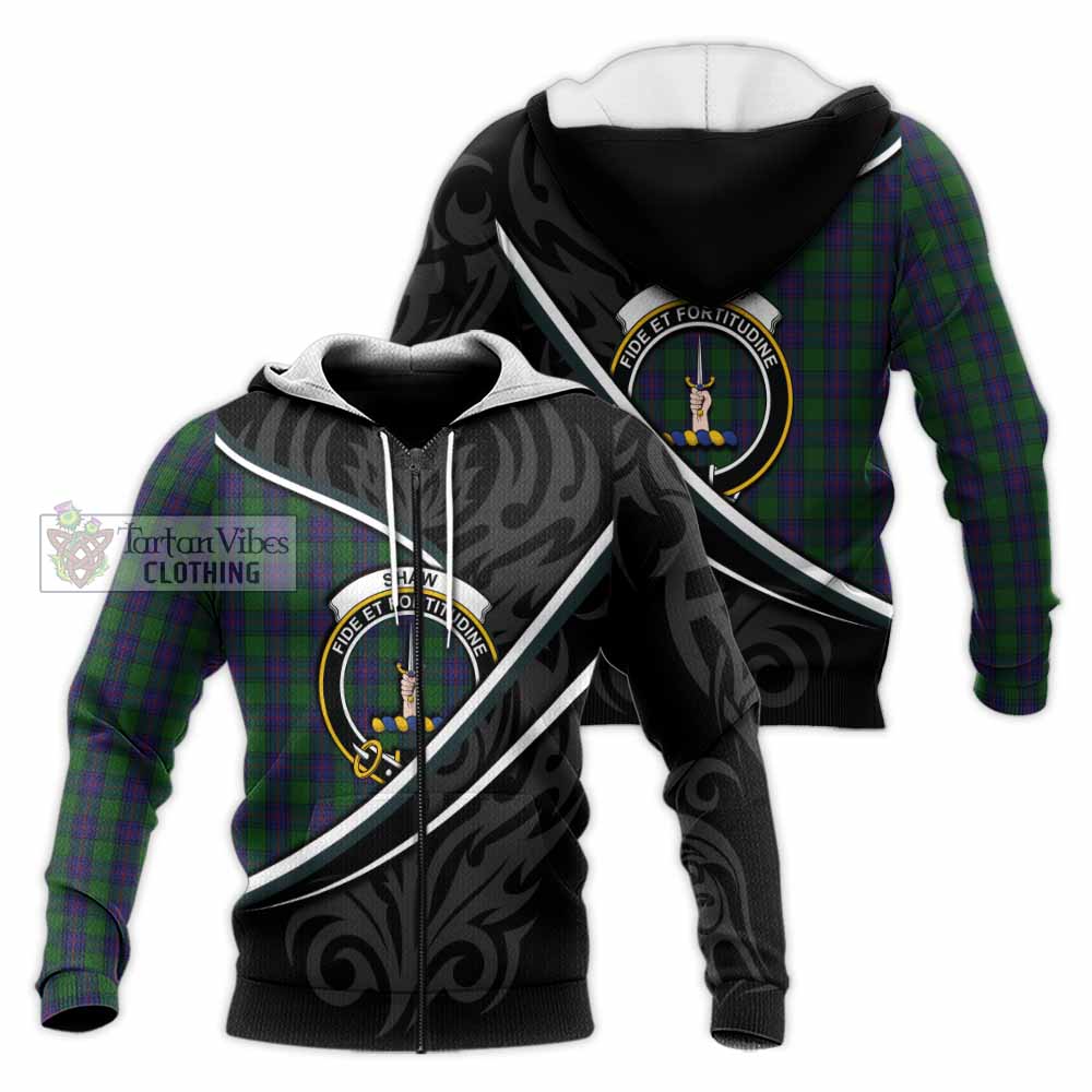 Shaw Tartan Family Crest Knitted Hoodie Celtic Scottish Thistle Floral - Tartan Vibes Clothing