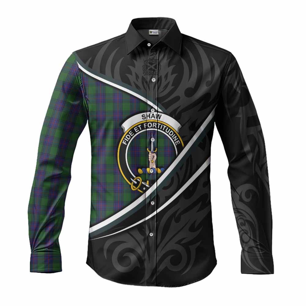 Shaw Tartan Family Crest Long Sleeve Button Shirts Celtic Scottish Thistle Floral - Tartan Vibes Clothing