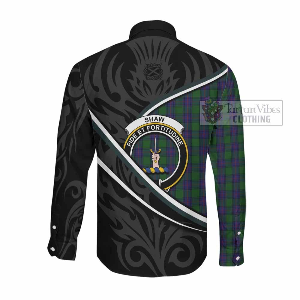 Shaw Tartan Family Crest Long Sleeve Button Shirts Celtic Scottish Thistle Floral - Tartan Vibes Clothing