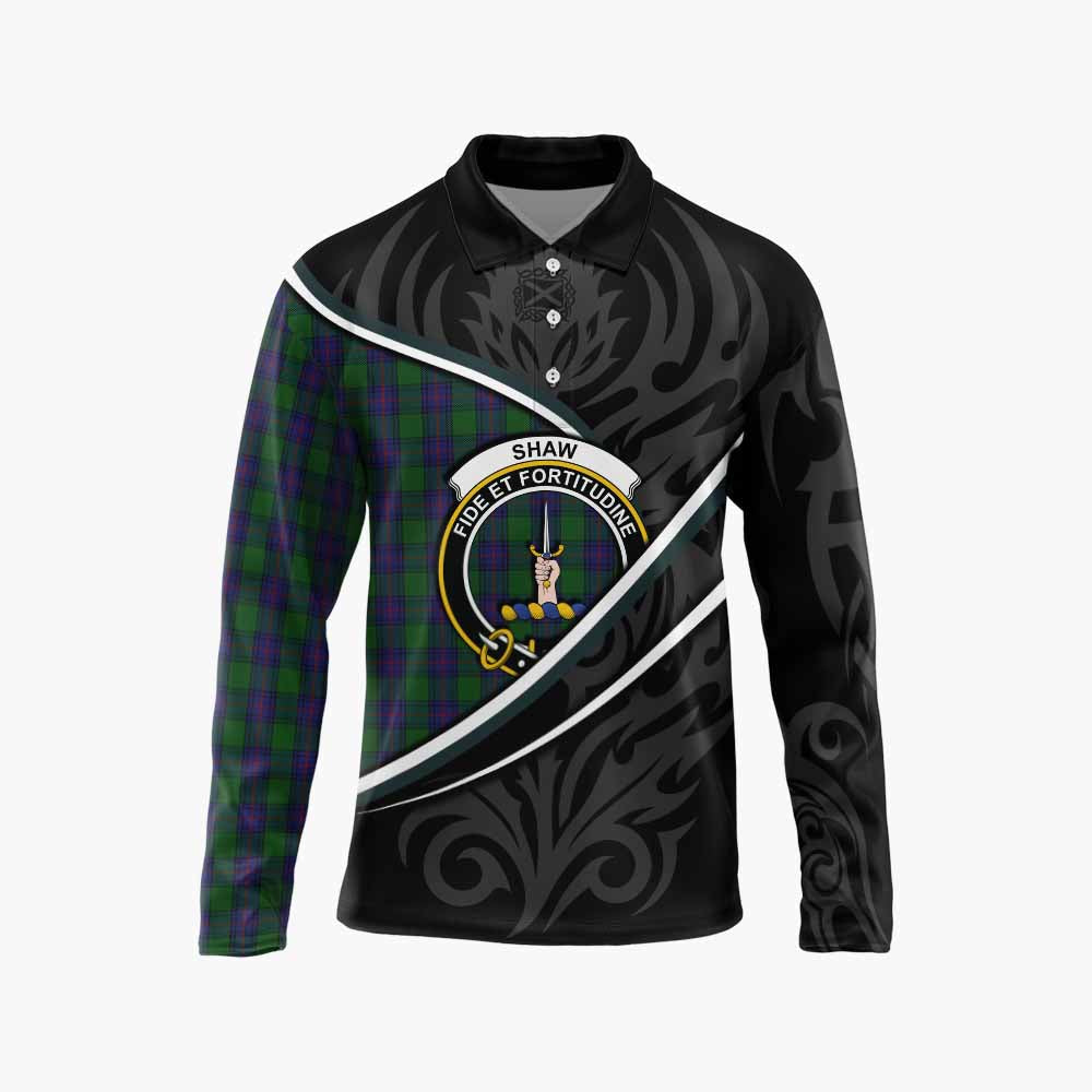 Shaw Tartan Family Crest Long Sleeve Polo Shirt Celtic Scottish Thistle Floral - Tartan Vibes Clothing