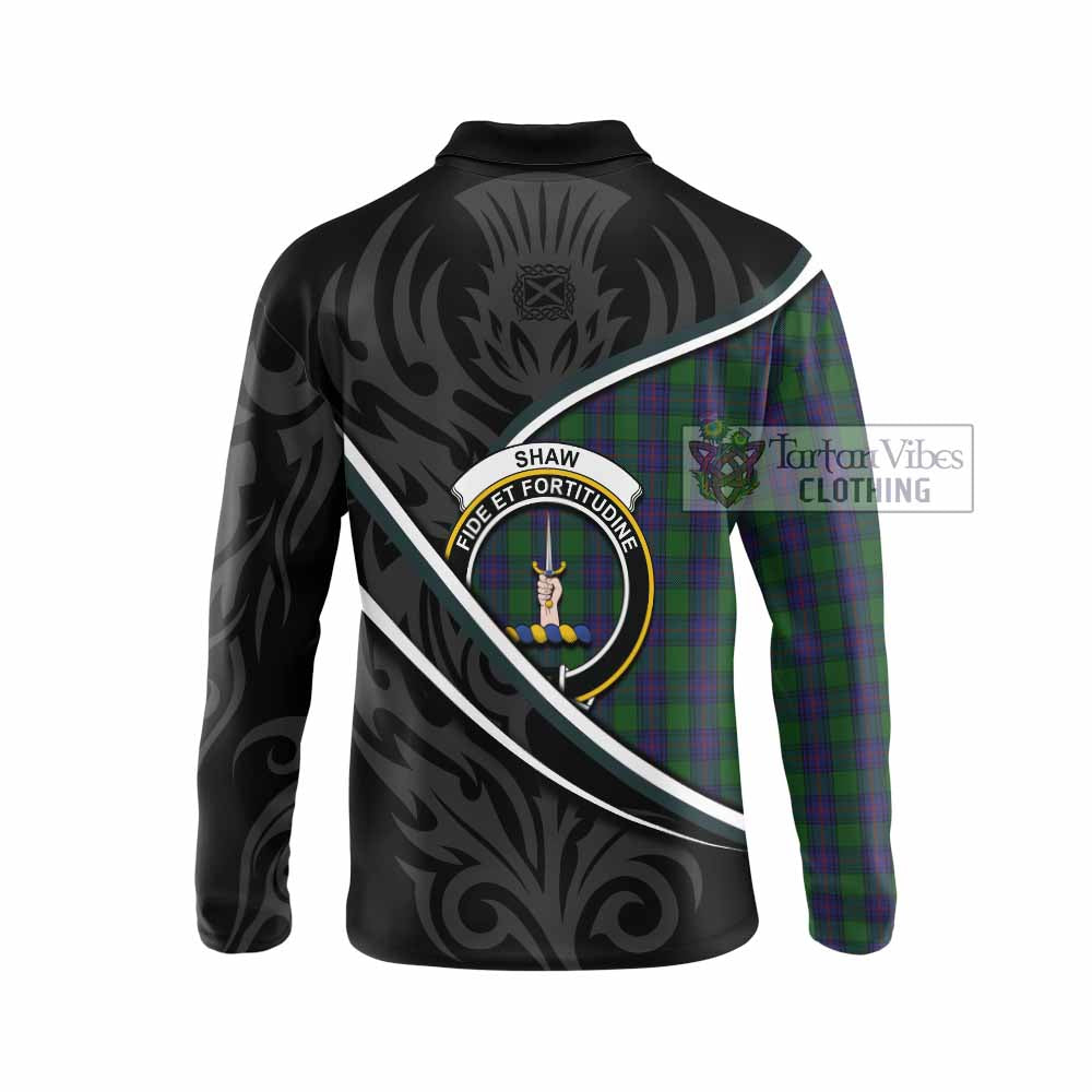 Shaw Tartan Family Crest Long Sleeve Polo Shirt Celtic Scottish Thistle Floral - Tartan Vibes Clothing