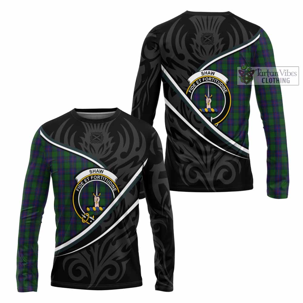 Shaw Tartan Family Crest Long Sleeve T-Shirt Celtic Scottish Thistle Floral - Tartan Vibes Clothing