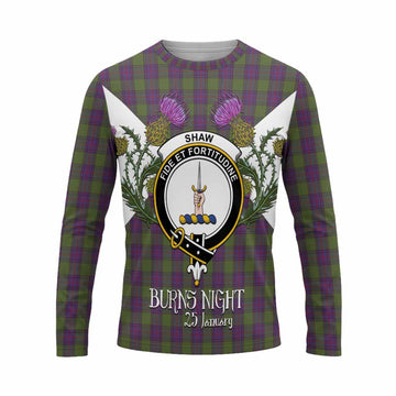 Shaw Tartan Family Crest Long Sleeve T-Shirt Scottish Burns Night Thistle Floral