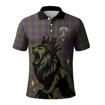 Shaw Tartan Family Crest Polo Shirt Crowned Lion Roaring