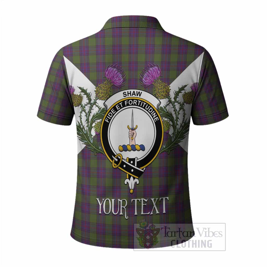 Shaw Tartan Family Crest Polo Shirt Scottish Burns Night Thistle Floral