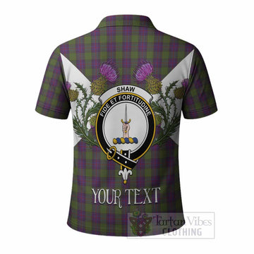 Shaw Tartan Family Crest Polo Shirt Scottish Burns Night Thistle Floral