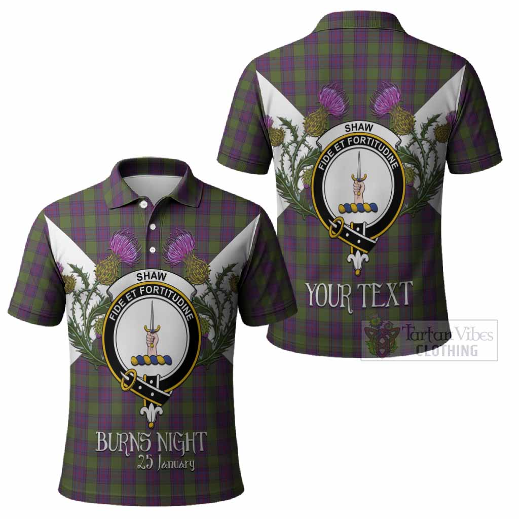 Shaw Tartan Family Crest Polo Shirt Scottish Burns Night Thistle Floral
