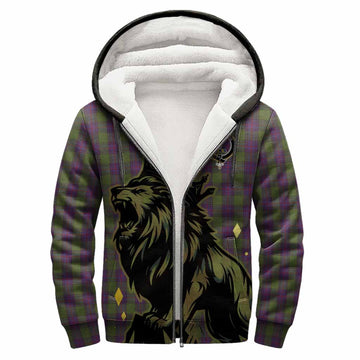 Shaw Tartan Family Crest Sherpa Hoodie Crowned Lion Roaring