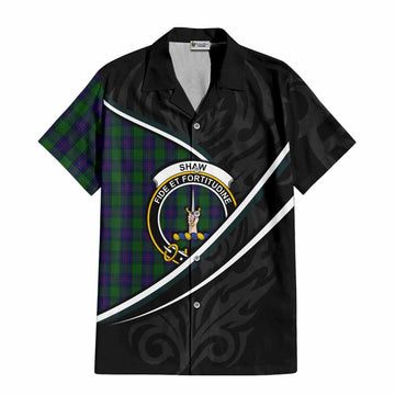 Shaw Tartan Family Crest Short Sleeve Button Shirt Celtic Scottish Thistle Floral - Tartan Vibes Clothing