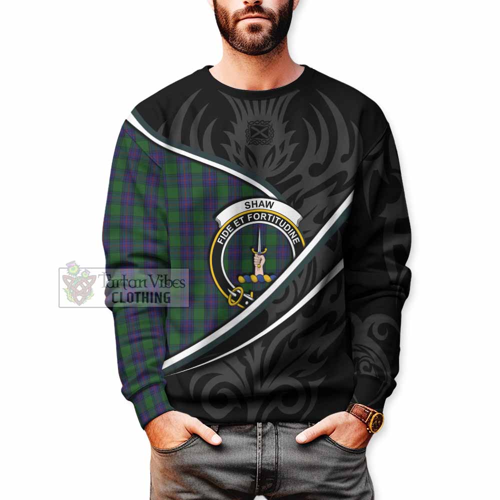 Shaw Tartan Family Crest Sweatshirt Celtic Scottish Thistle Floral - Tartan Vibes Clothing