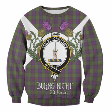 Shaw Tartan Family Crest Sweatshirt Scottish Burns Night Thistle Floral