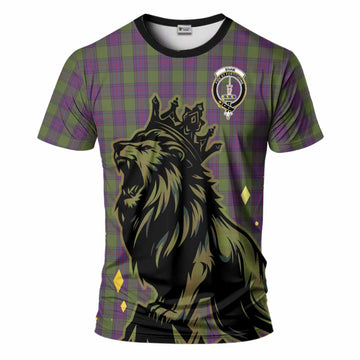 Shaw Tartan Family Crest T-Shirt Crowned Lion Roaring