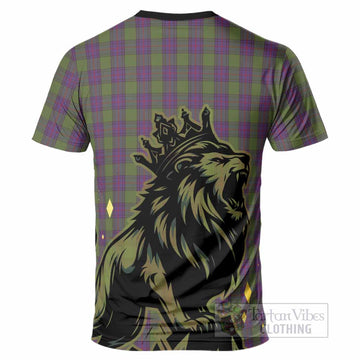 Shaw Tartan Family Crest T-Shirt Crowned Lion Roaring