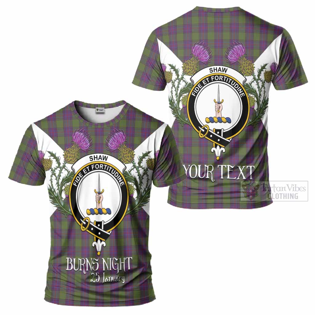 Shaw Tartan Family Crest T-Shirt Scottish Burns Night Thistle Floral