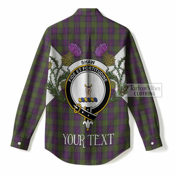 Shaw Tartan Family Crest Women Casual Shirt Scottish Burns Night Thistle Floral
