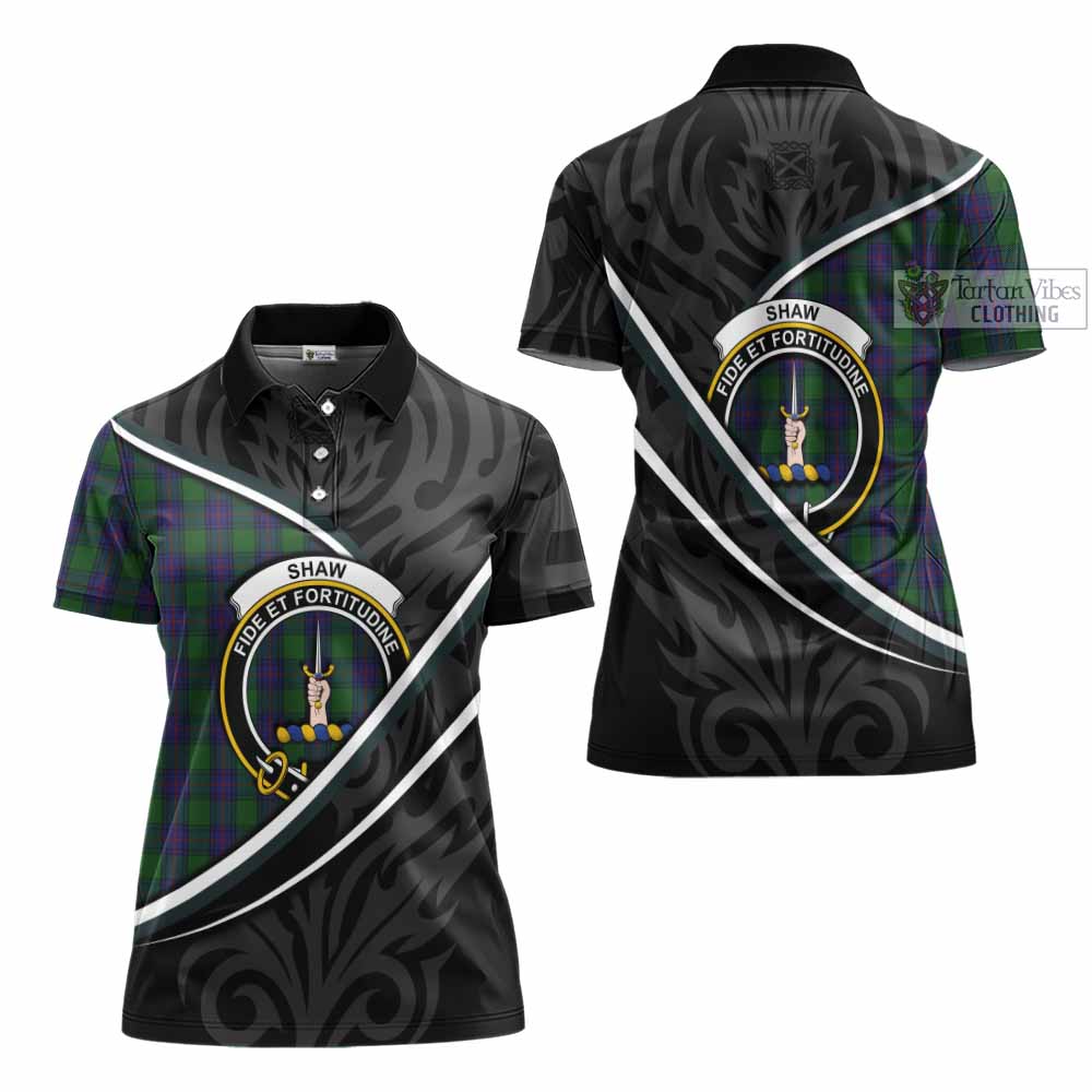 Shaw Tartan Family Crest Women's Polo Shirt Celtic Scottish Thistle Floral - Tartan Vibes Clothing