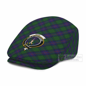 Shaw Tartan Flat Cap, Jeff Cap Cross Style with Family Crest