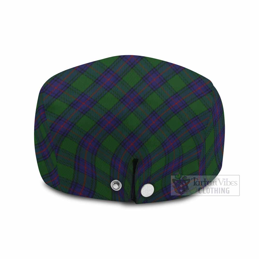 Shaw Tartan Flat Cap, Jeff Cap Cross Style with Family Crest - Tartan Vibes Clothing