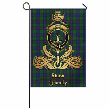 Shaw Tartan Garden Flag with Highland Thistle Cherish Family Crest Style