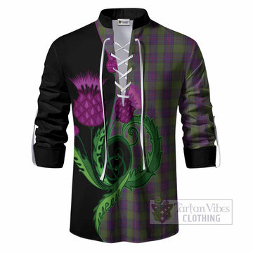 Shaw Tartan Ghillie Shirt Traditional Scottish Thistle