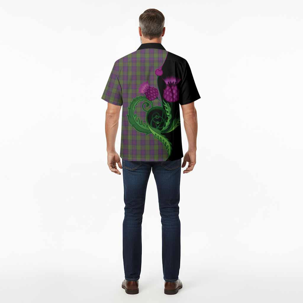 Shaw Tartan Hawaiian Shirt Traditional Scottish Thistle