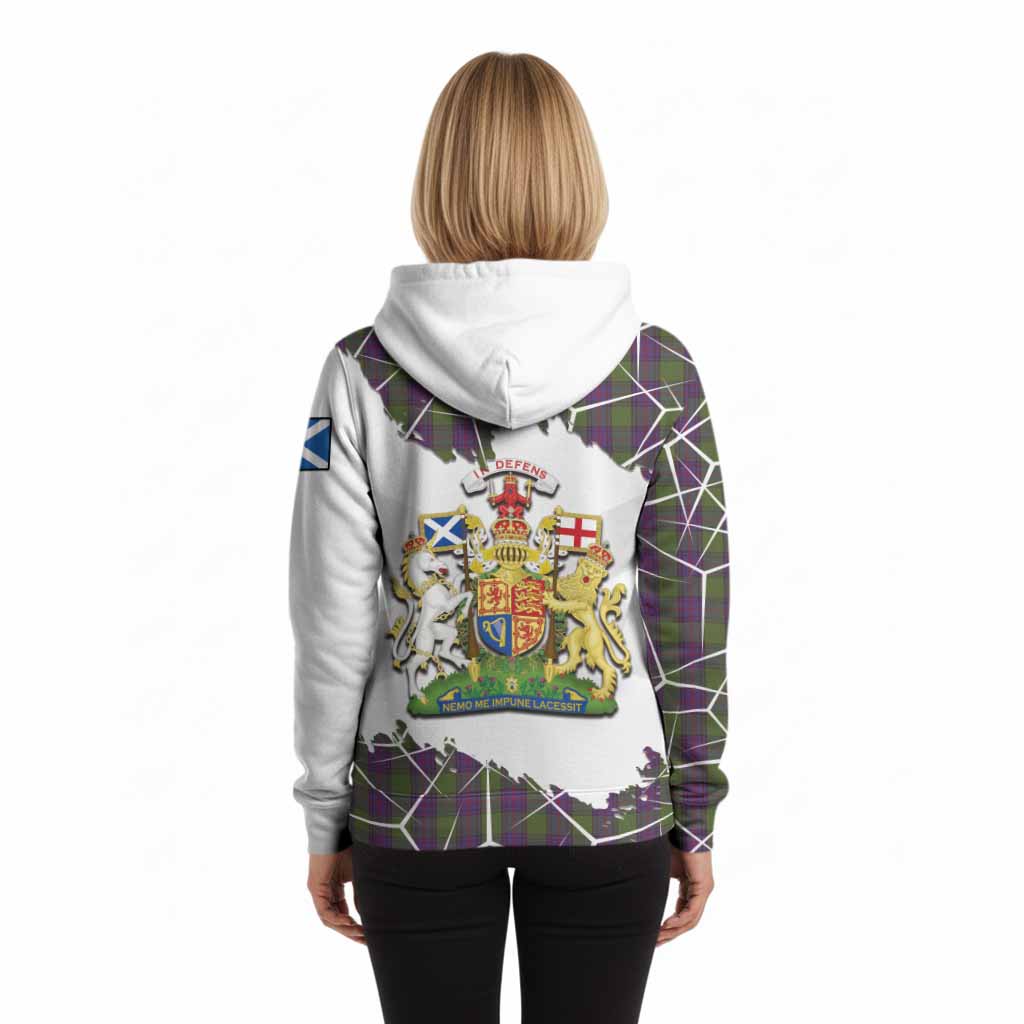 Shaw Tartan Hoodie with Family Crest and Lion Rampant Grunge Style