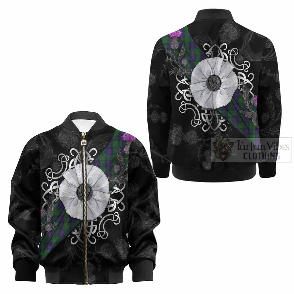 Shaw Tartan Kid Bomber Jacket Jacobite White Rose - Tartan Vibes Clothing