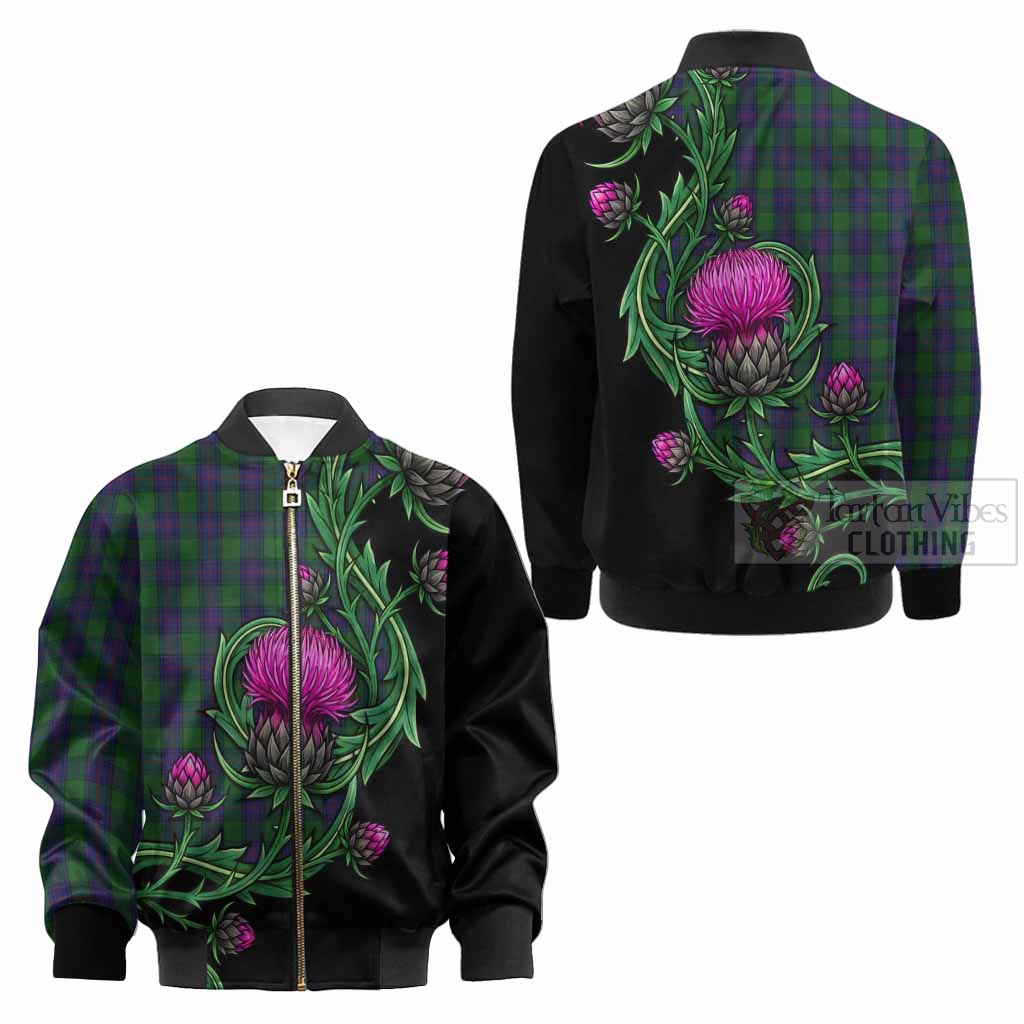 Shaw Tartan Kid Bomber Jacket Resilient Scottish Thistle - Tartan Vibes Clothing
