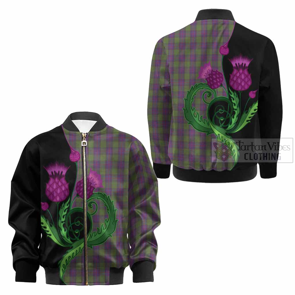 Shaw Tartan Kid Bomber Jacket Traditional Scottish Thistle