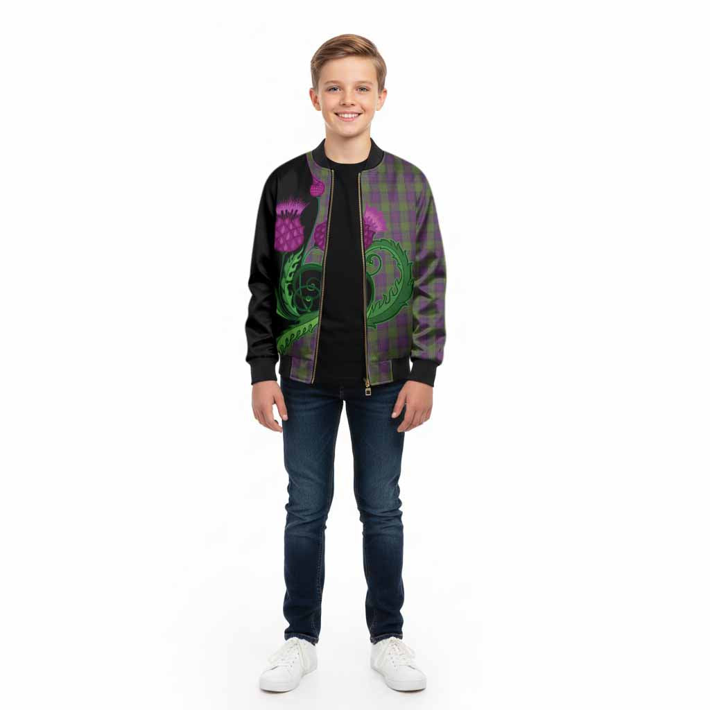 Shaw Tartan Kid Bomber Jacket Traditional Scottish Thistle