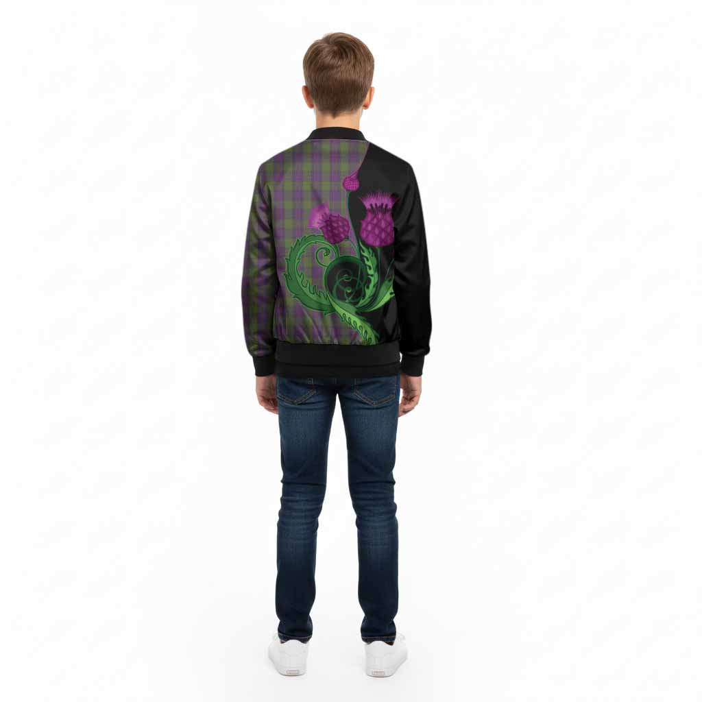 Shaw Tartan Kid Bomber Jacket Traditional Scottish Thistle