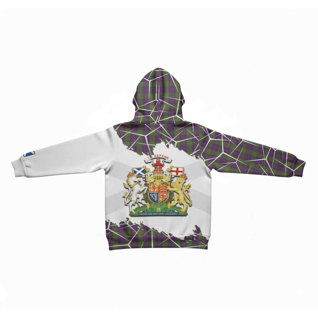 Shaw Tartan Kid Hoodie with Family Crest and Lion Rampant Grunge Style