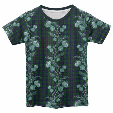 Shaw Tartan Kid T-shirt Seamless Scottish Thistle Flowers