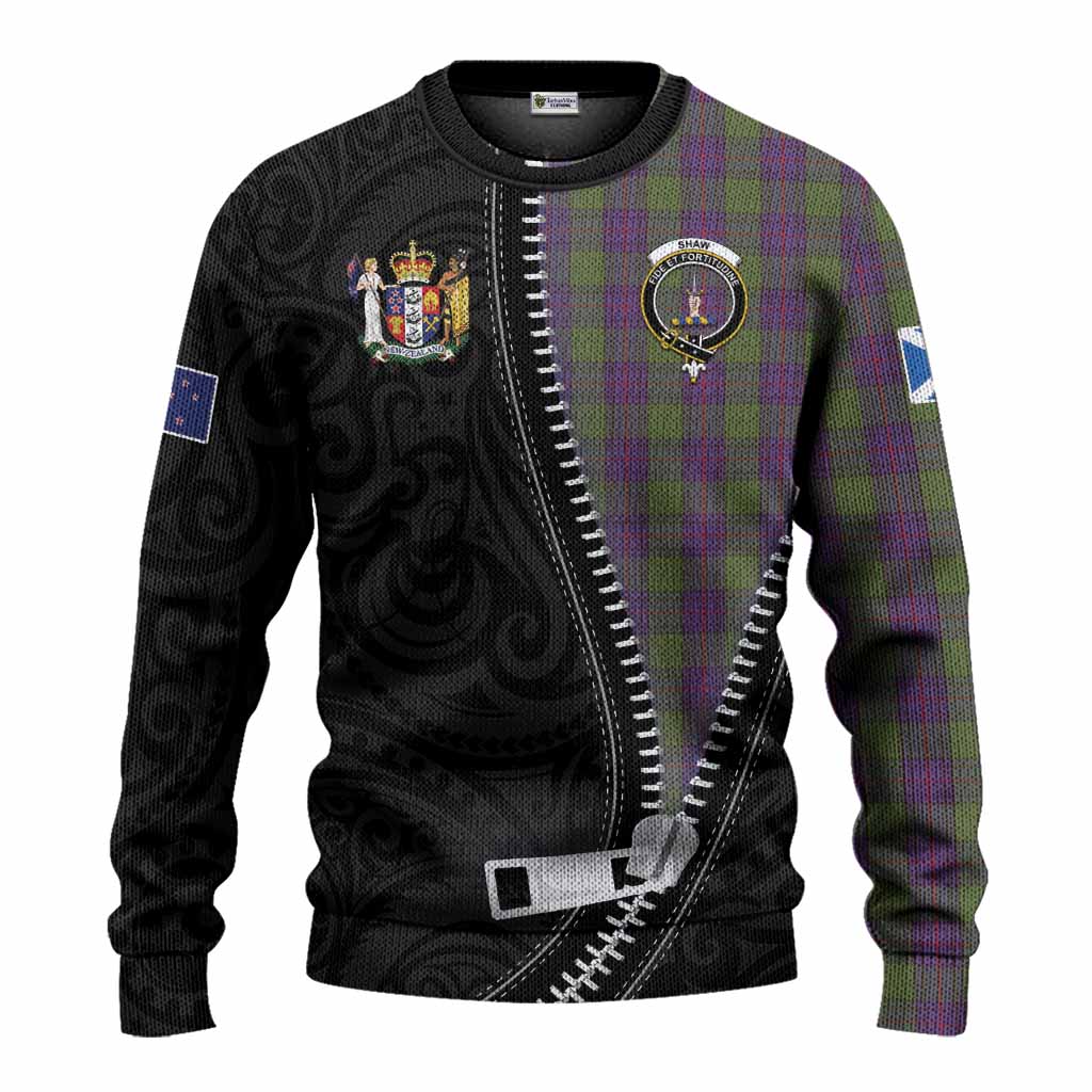Shaw Tartan Knitted Sweater New Zealand Pattern Unique Zipper Stylized