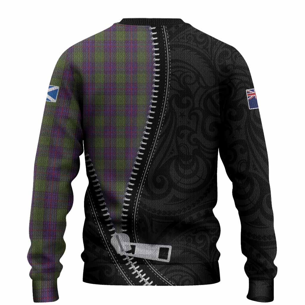 Shaw Tartan Knitted Sweater New Zealand Pattern Unique Zipper Stylized