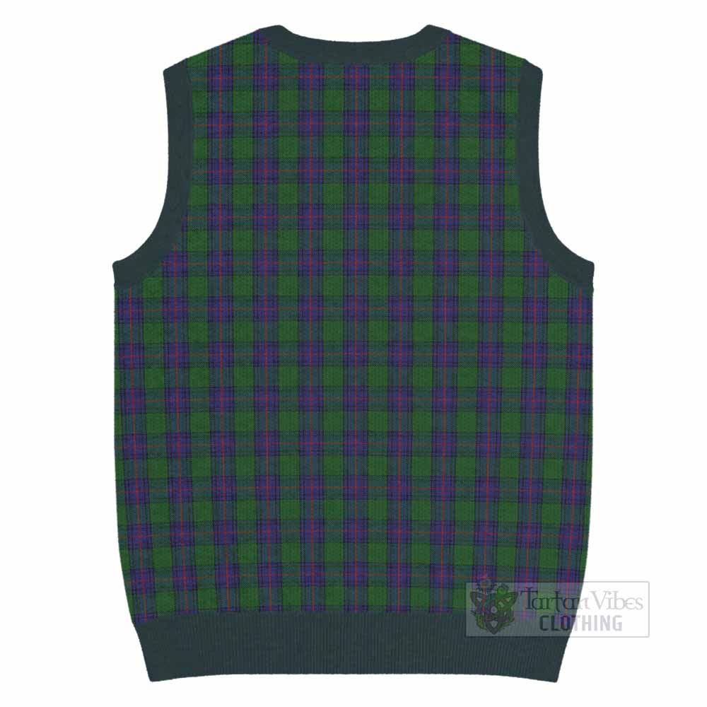 Shaw Tartan Knitted V-Neck Vest with Family Crest - Tartan Vibes Clothing