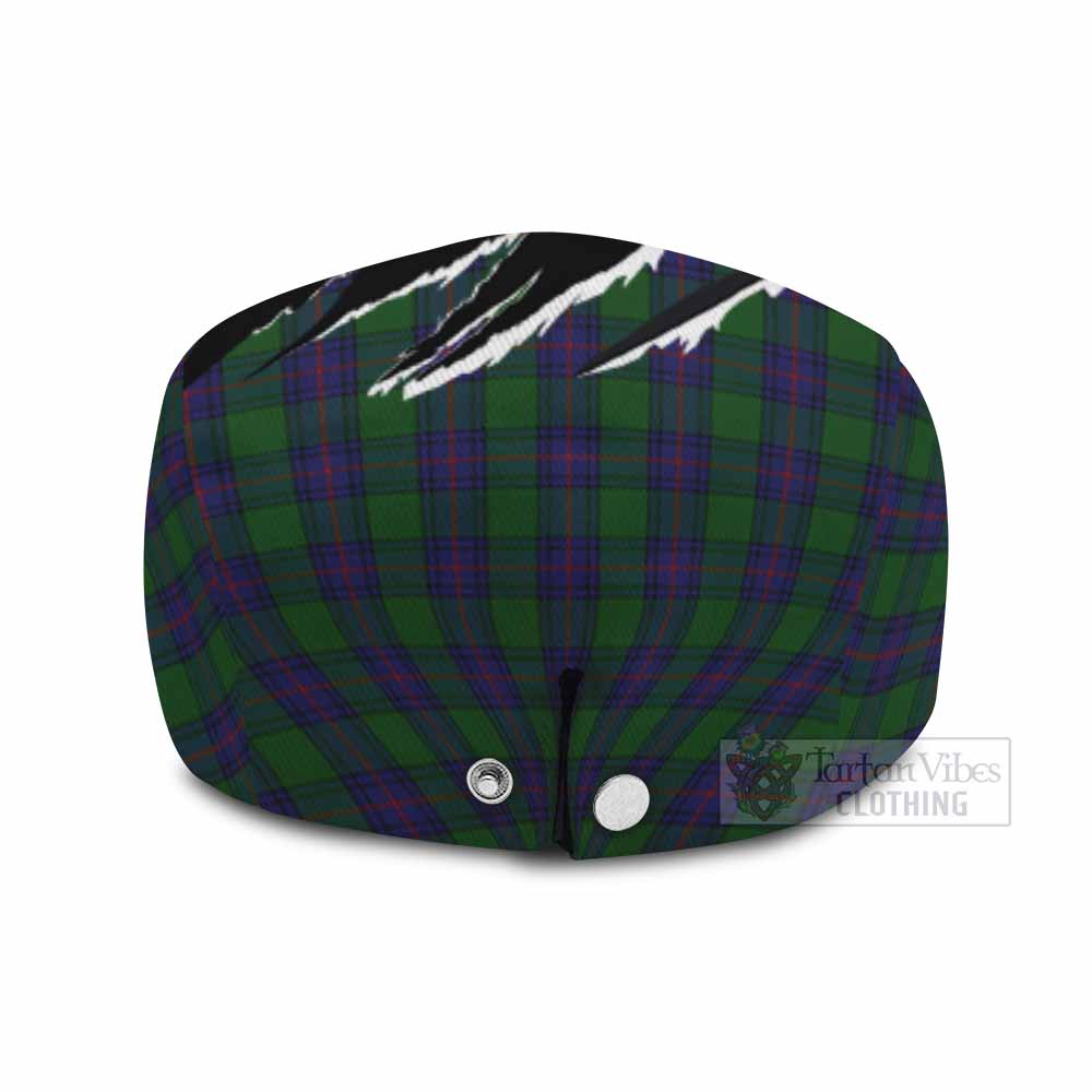 Shaw Tartan Loch Ness Monster Flat Cap, Jeff Cap Celtic Knot Nessie Art